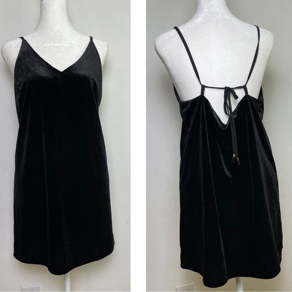 90s Y2K Whimsigoth sleeveless spaghetti strap v-neck velvet velour mini dress - Picture 9 of 12